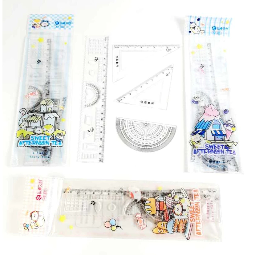

1 Set Rol Sekolah Isi 4 PCS, Rol panjang, Rol Busur, Segitiga