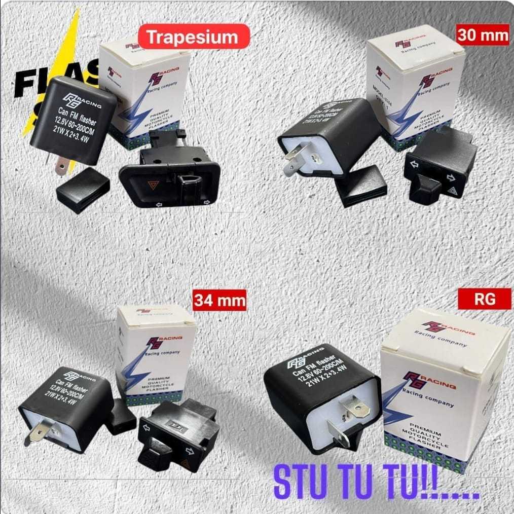Stututu Saklar Tombol Hazard 3 In 1 Saklar Tambahan Lampu Sein Kedip Hazart Motor Flasher Kedip Sein