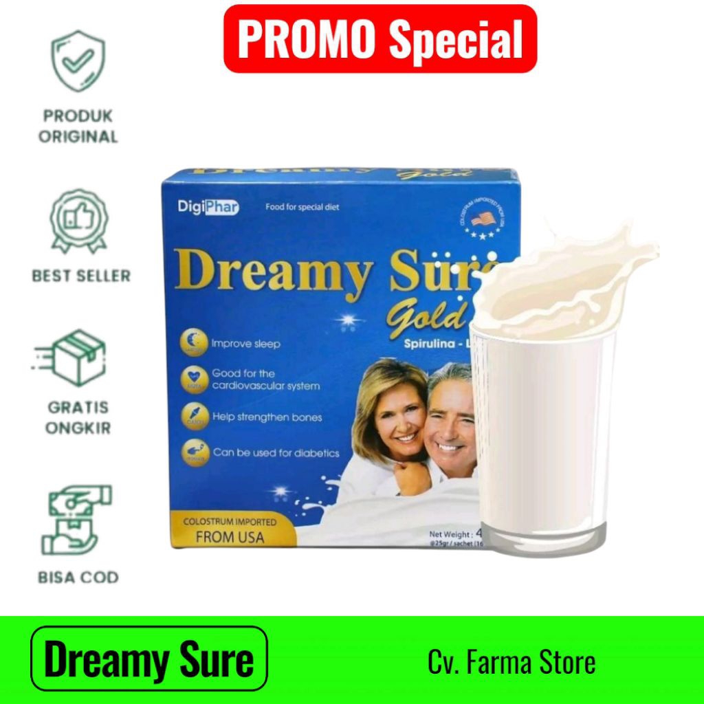 

Dreamy Sure Gold Susu Bubuk 400g - Susu meningkatkan kualitas tidur, membantu memperkuat tulang, dan baik untuk sistem kardiovaskular