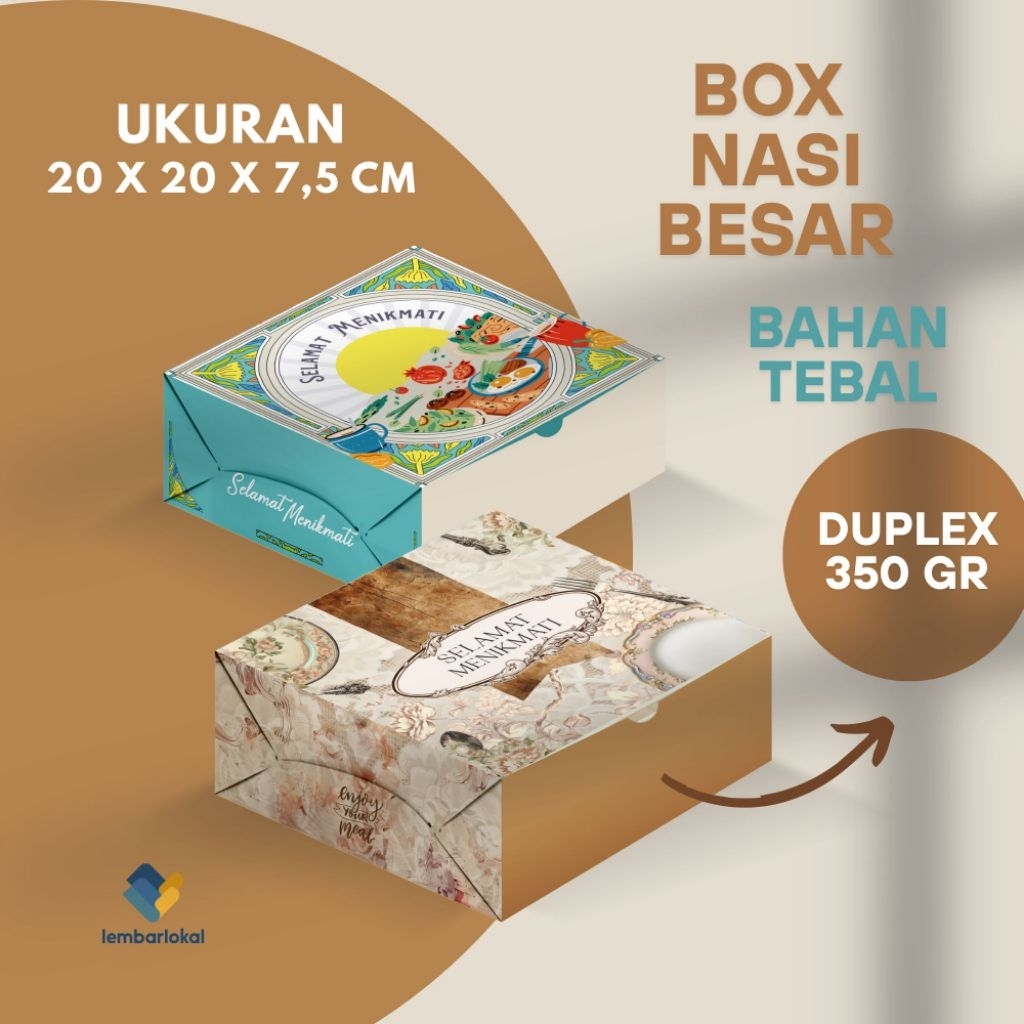 

Box Nasi Kotak (20 x 20) | Kotak Nasi Hajatan | Dus Nasi Bahan Tebal 350 gr | Box Roti Motif | Dus Nasi Motif