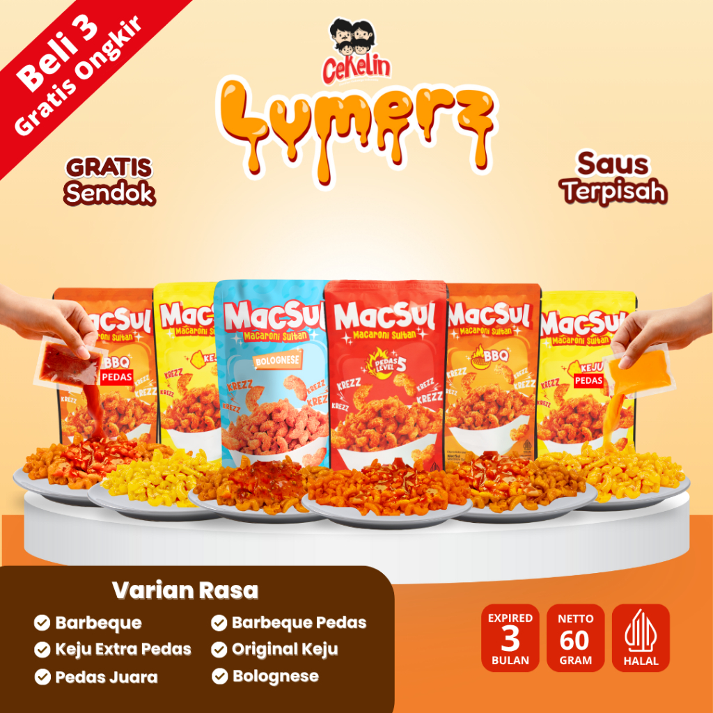 

CEKELIN Lumerz 60gr 6 Varian Rasa Cekelin Makaroni Lumerz Gratis Ongkir Murah
