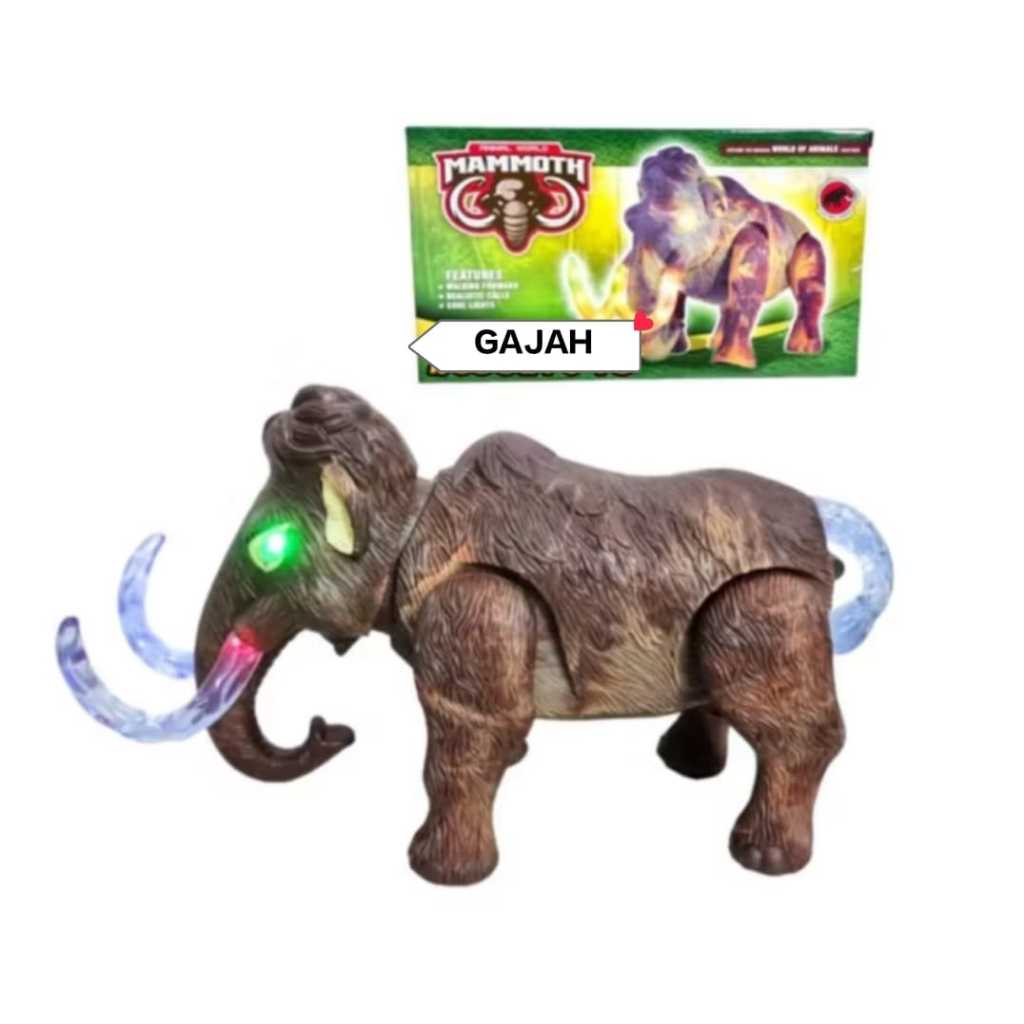 MAINAN ANAK GAJAH MAMMOTH ROBOT ELEPHANT JALAN LAMPU