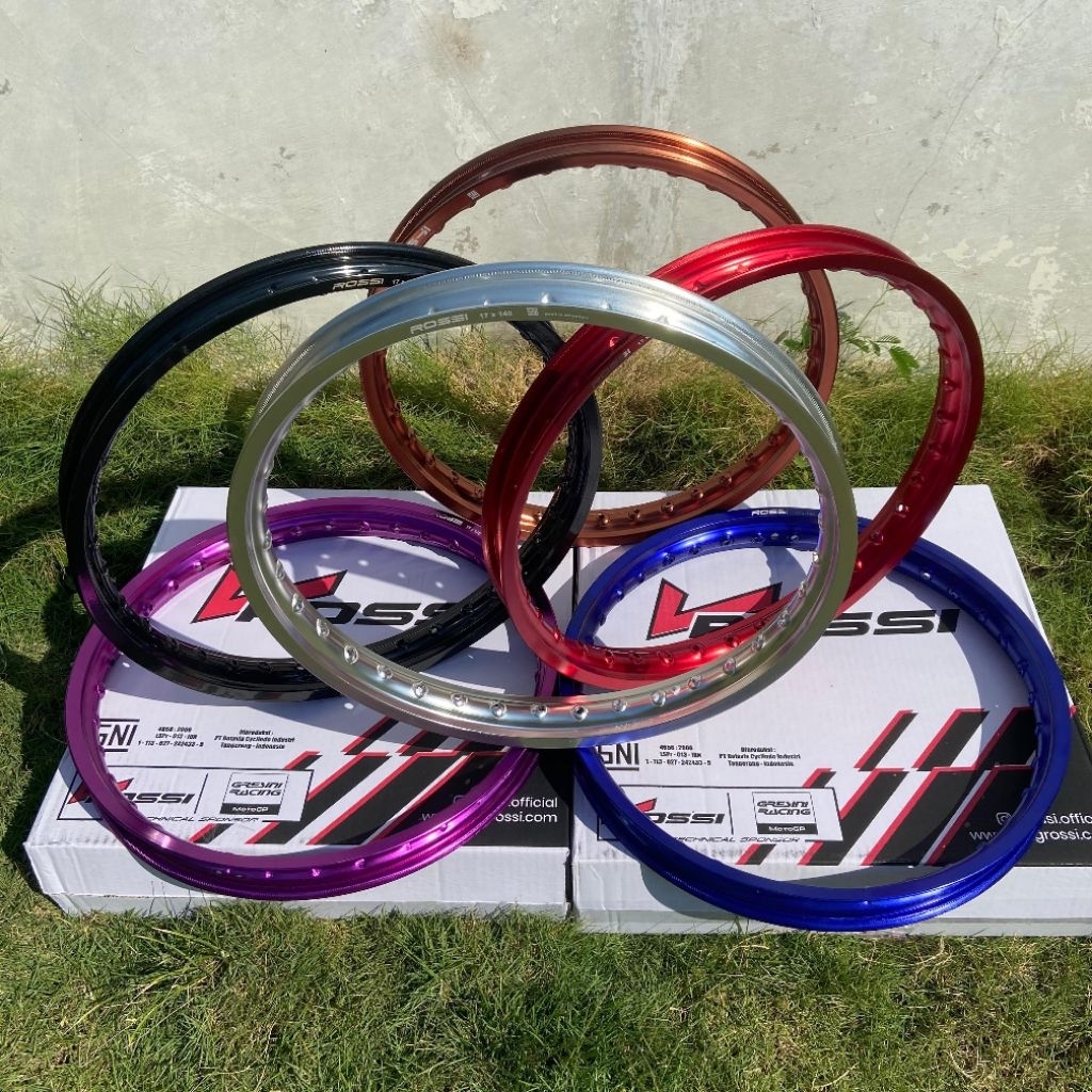 VELG V ROSSI WM RING 17 UKURAN 120 140 160 185 HITAM GLOSSY SILVER BIRU PURPLE MERAH TITANIUM BROWN