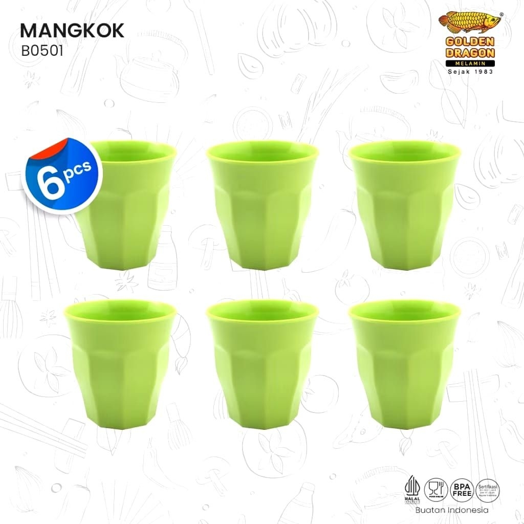 (6Pcs) Gelas Belimbing Melamin Jumbo 280 & 550 & 360 Ml - Golden Dragon Melamine (B0501) (B0502)(B05