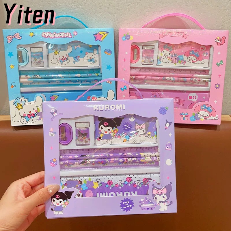 

Yiten Alat Tulis Anak Tk Kotak Pensil Set Kuromi Cinnamoroll 7 in 1 Pensil Box Hadiah Anak