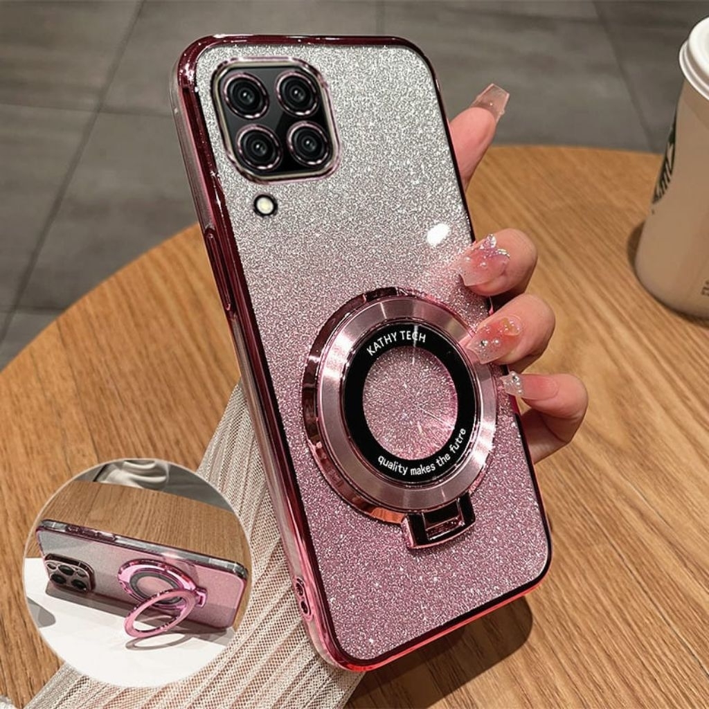 Casing Oppo A15 / A15s Soft Case Ring Standing Glitter Mangsafe Terbaru