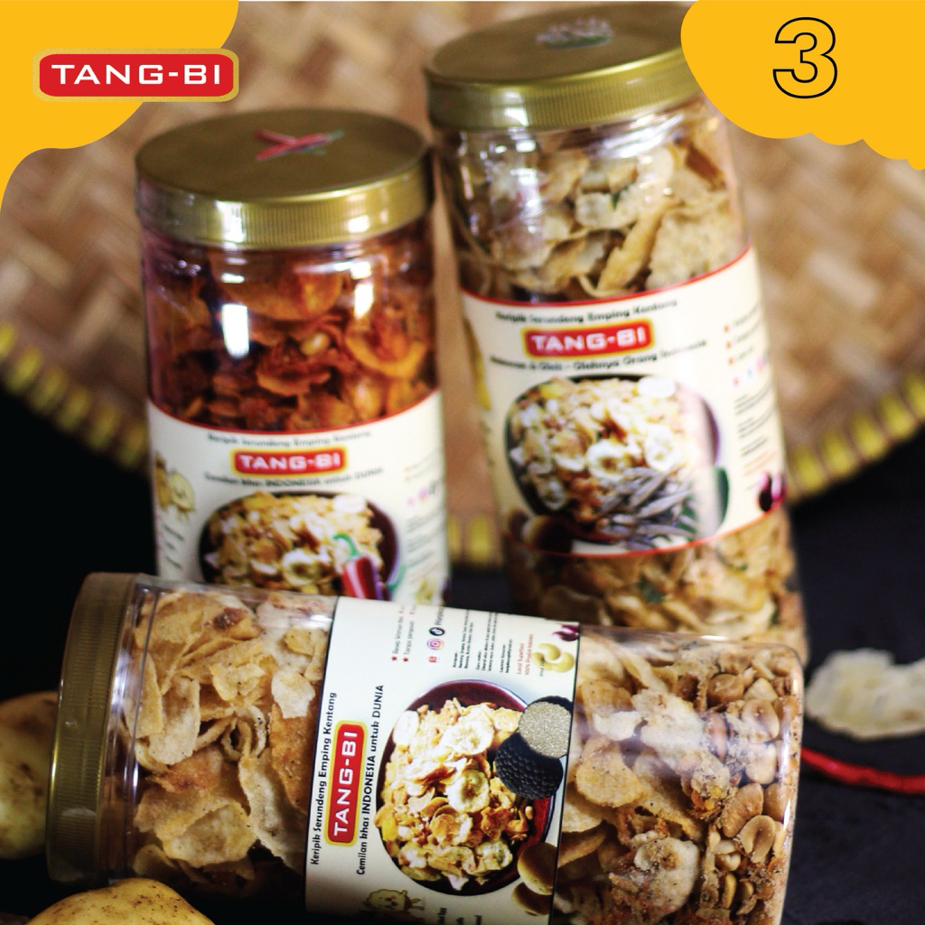 

PAKET PUAS ISI 3 TOPLES (1300 ml) - Keripik Kentang Emping Tangbi Jajanan Cemilan Nusantara