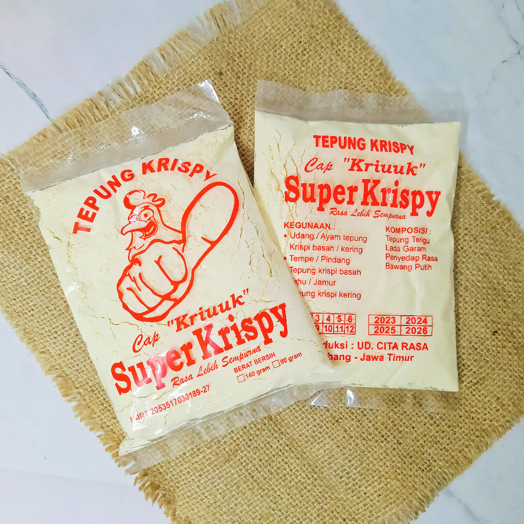 

Tepung Kriuk Super Crispy Serbaguna Isi 90 Gram/ PROMO TERBATAS BELI 10 PCS BONUS 2 PCS