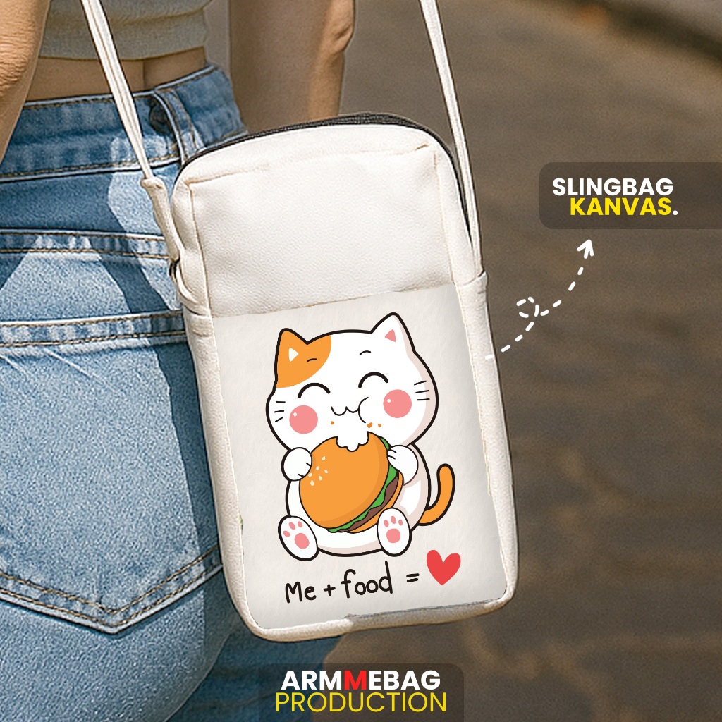 TAS SLEMPANG HUNGRY BAHAN KANVAS UKURAN KECIL - SLING BAG PHONE / SLING BAG KANVAS