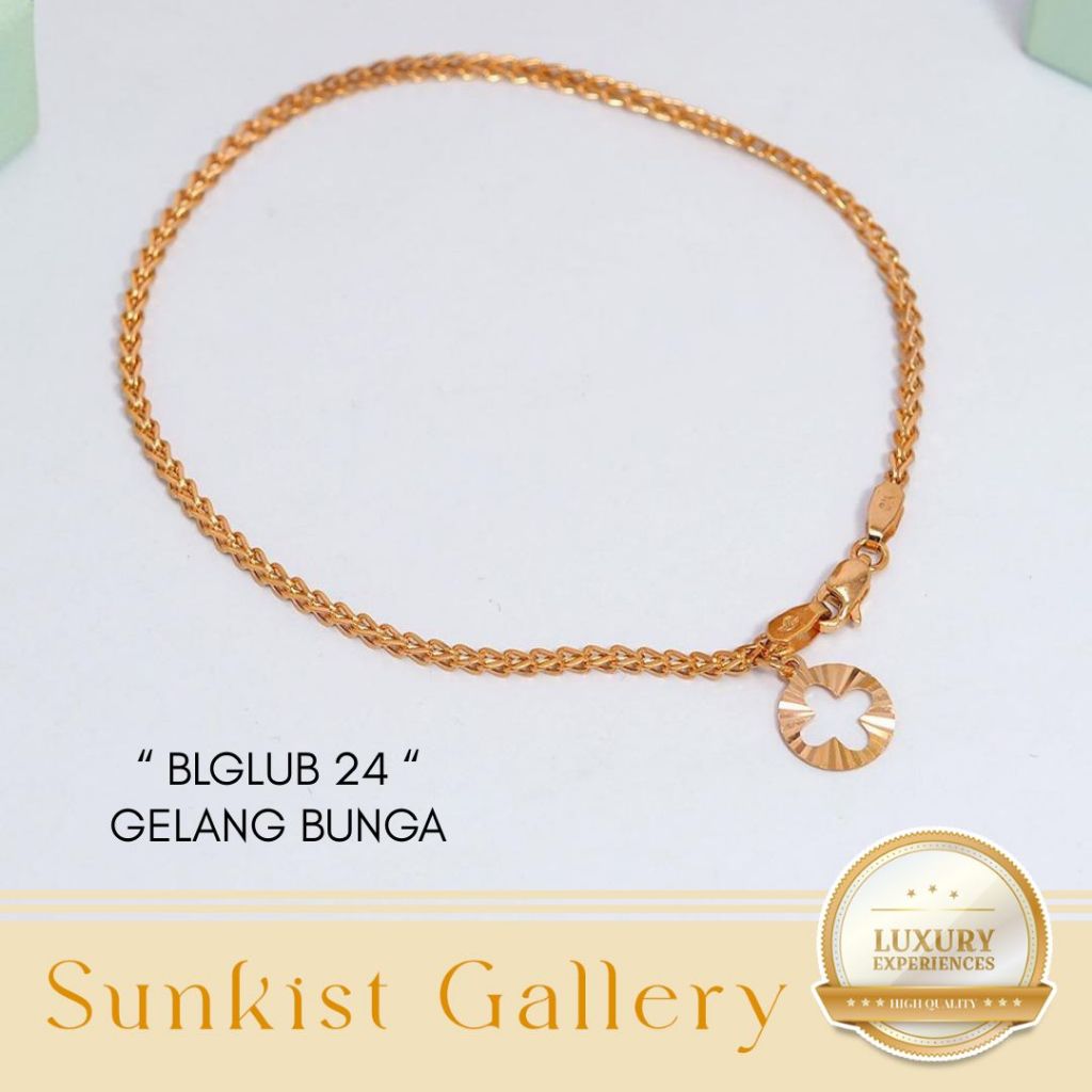 (NEW) GELANG RANTAI WANITA MODEL BUNGA EMAS ASLI EMAS MUDA KADAR 8K (375) GELANG WANITA MODEL BUNGA 