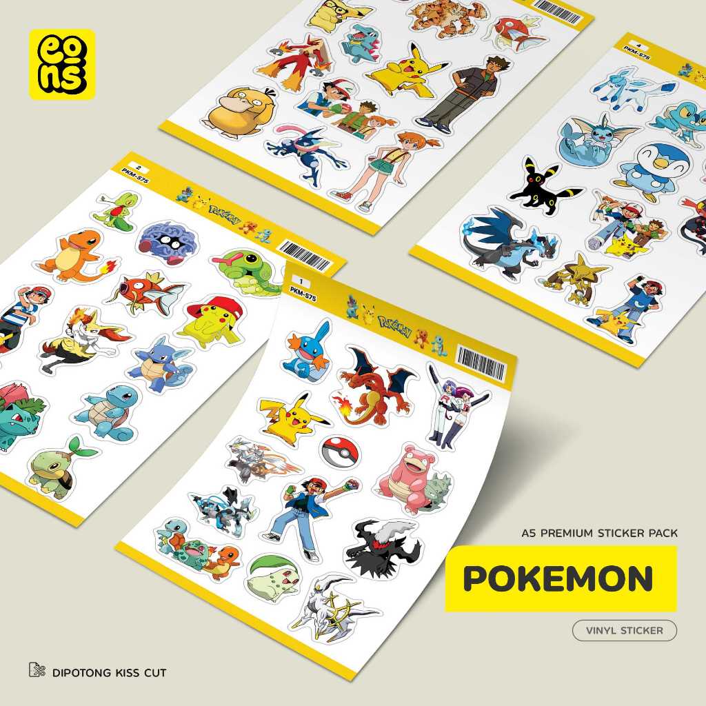 

Sticker Laptop Aesthetic POKEMON Vinyl Waterproof Kiss Cut - Stiker Kartun Lucu