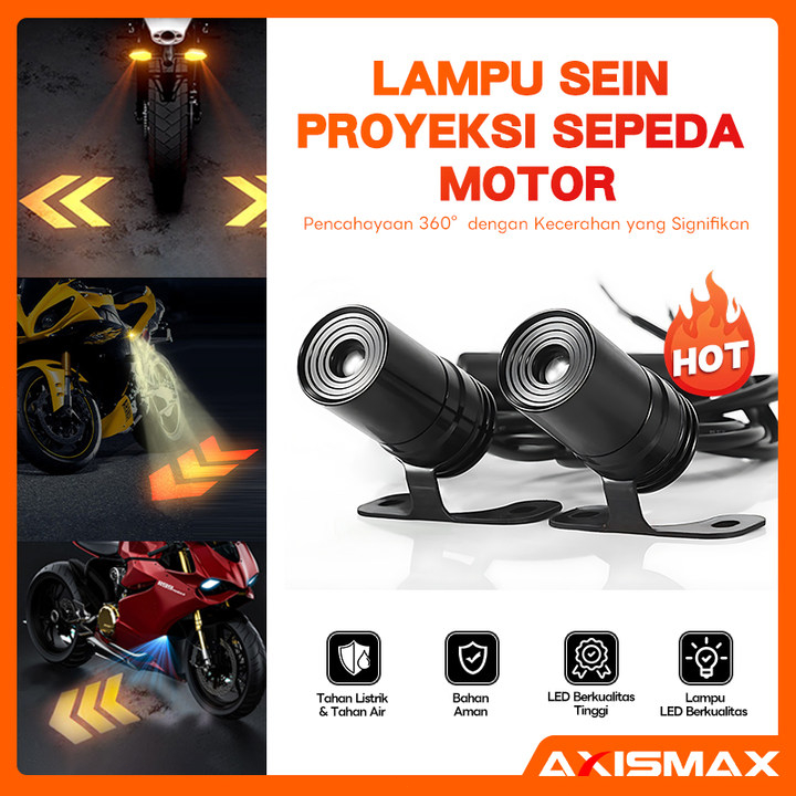 COD Lampu Sein Proyeksi Mewah Lampu Sen LED 2PCS Lampu Sein Proyeksi Mewah Tahan Air untuk Sepeda Mo