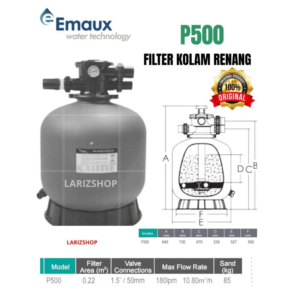Filter kolam renang / Sand filter emaux P500 V500 / tangki air kolam renang
