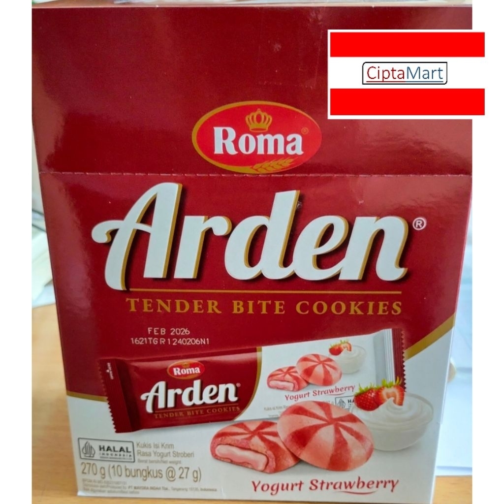 

Arden cookies isi krim yogurt stroberi 10 x 27gr Tender Bite Cookies