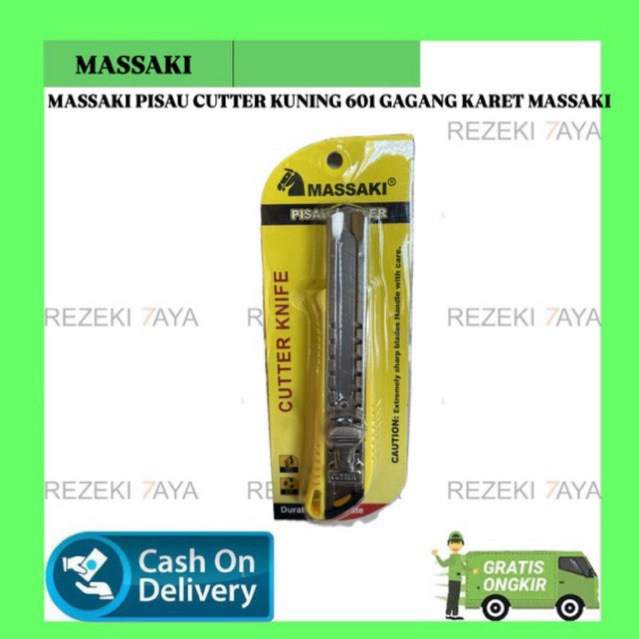 

MASSAKI PISAU CUTTER KUNING 601 GAGANG KARET MASSAKI