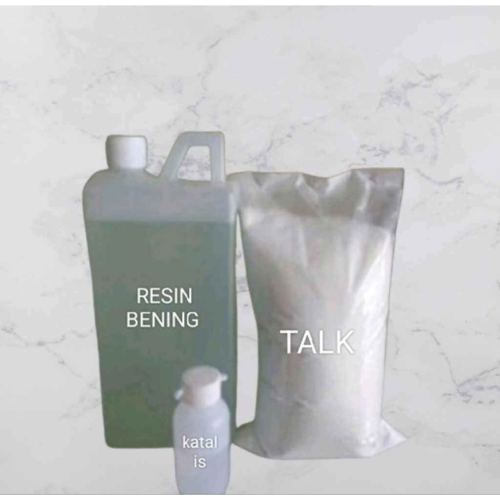 

Paket resin bening500 grm , talk powder(1000 gram) fre KATALIS