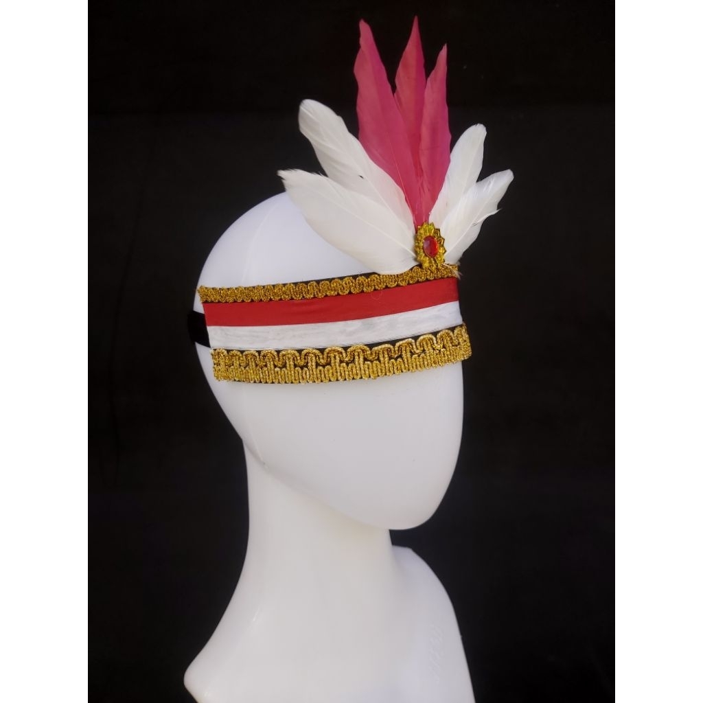 HIASAN KEPALA / MAHKOTA BULU MERAH PUTIH