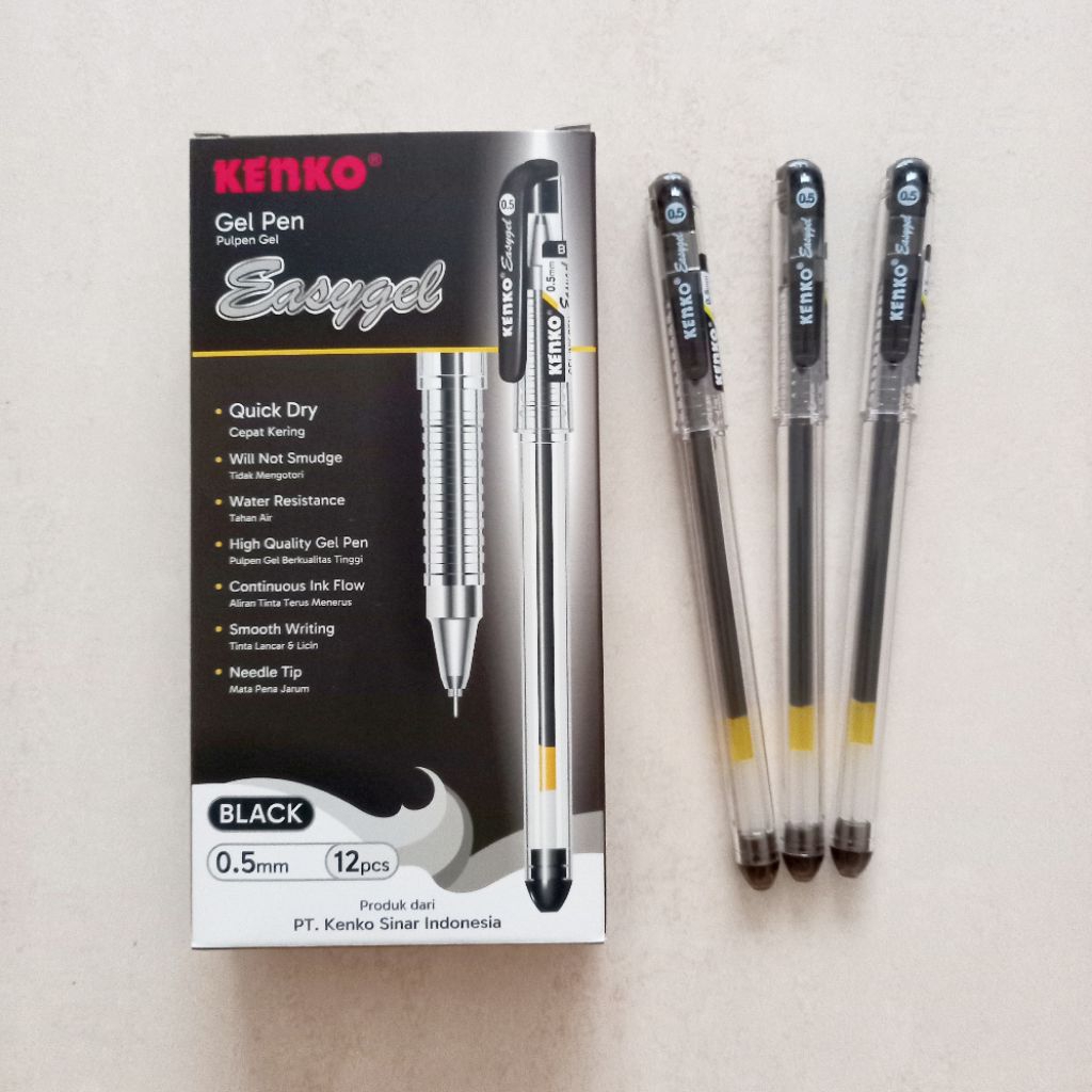

[ PACK ISI 12 MURAH ] Pulpen Gel Pen Pena Jel 0.5 mm Kenko Easy Gel