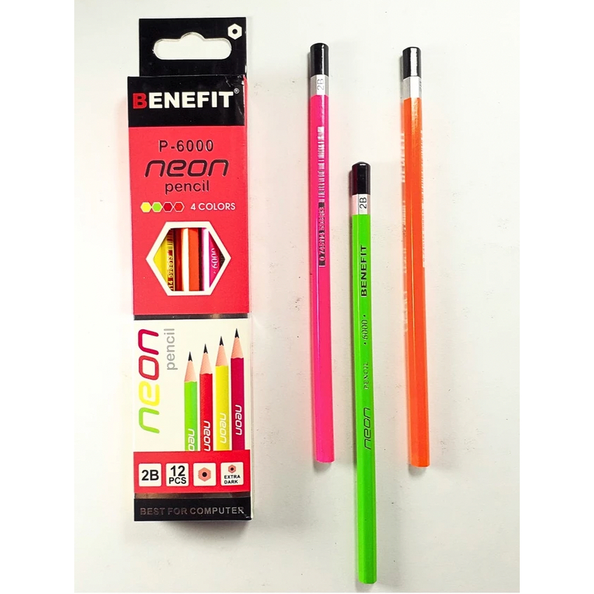 

Pensil 2B BENEFIT P-6000 Neon / P-8000 (12 PCS) - Pensil Ujian Komputer Tulis Menggambar Sketsa