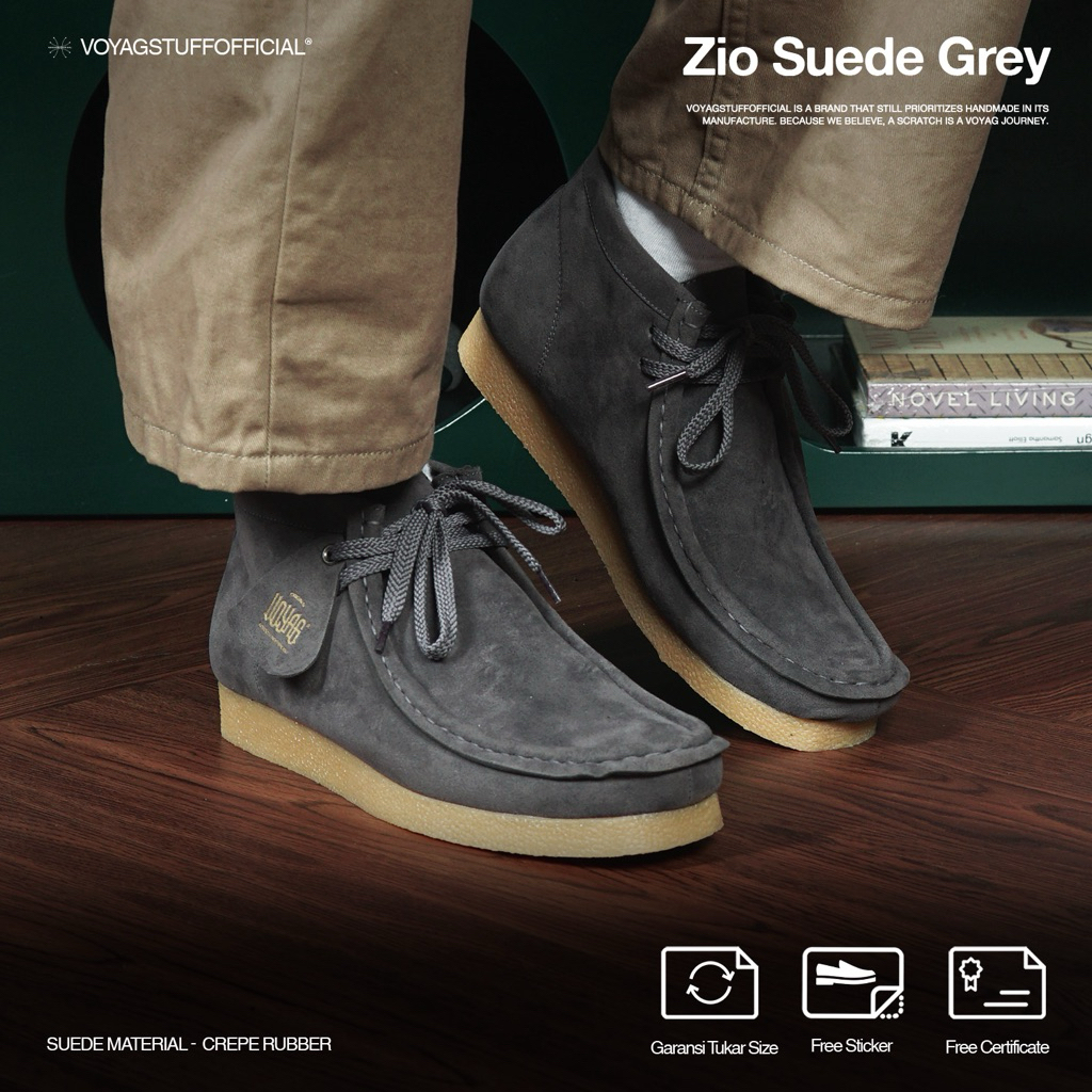 Voyagstuffofficial - Zio Suede Grey Boots Pria