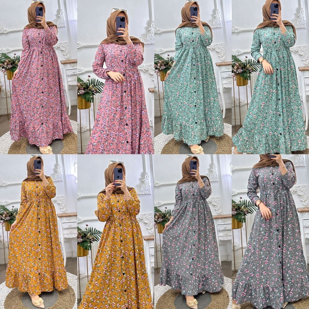 GAMIS SERUT VOXY POLKA KECIL BUNGA GARIS REMPEL  BAWAH