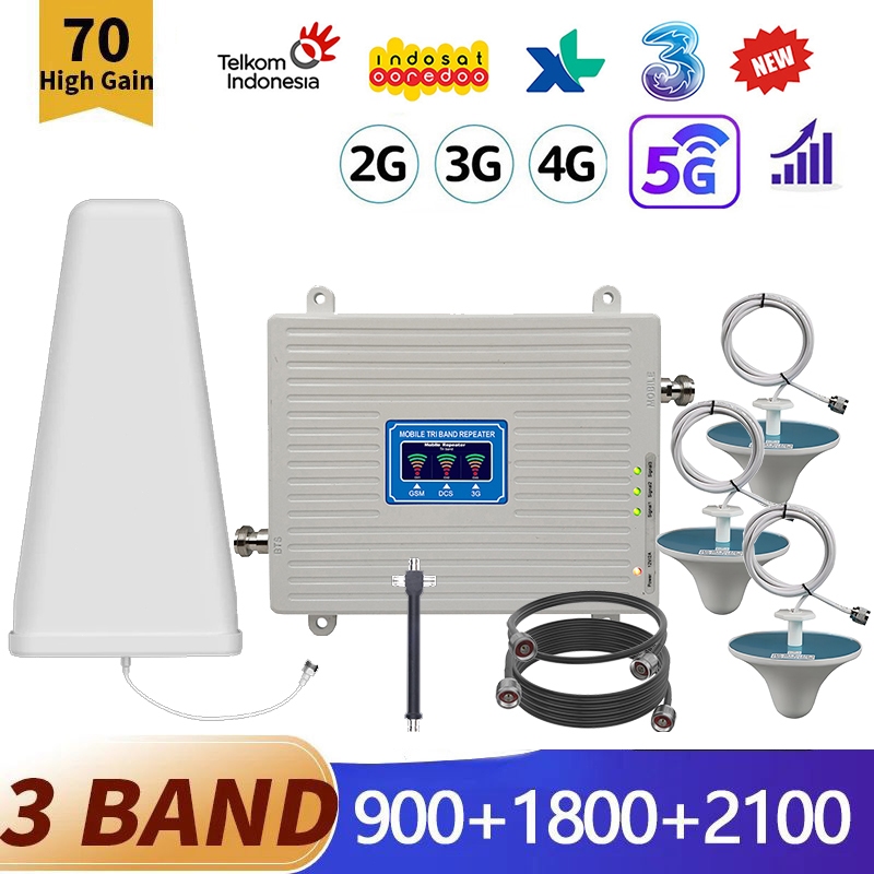 3Pcs antena FullSet 2G 3G 4G 5G HP Booster 3-Band Pengulang Sinyal HP EDC 4G Modem Sinyal Booster Ce
