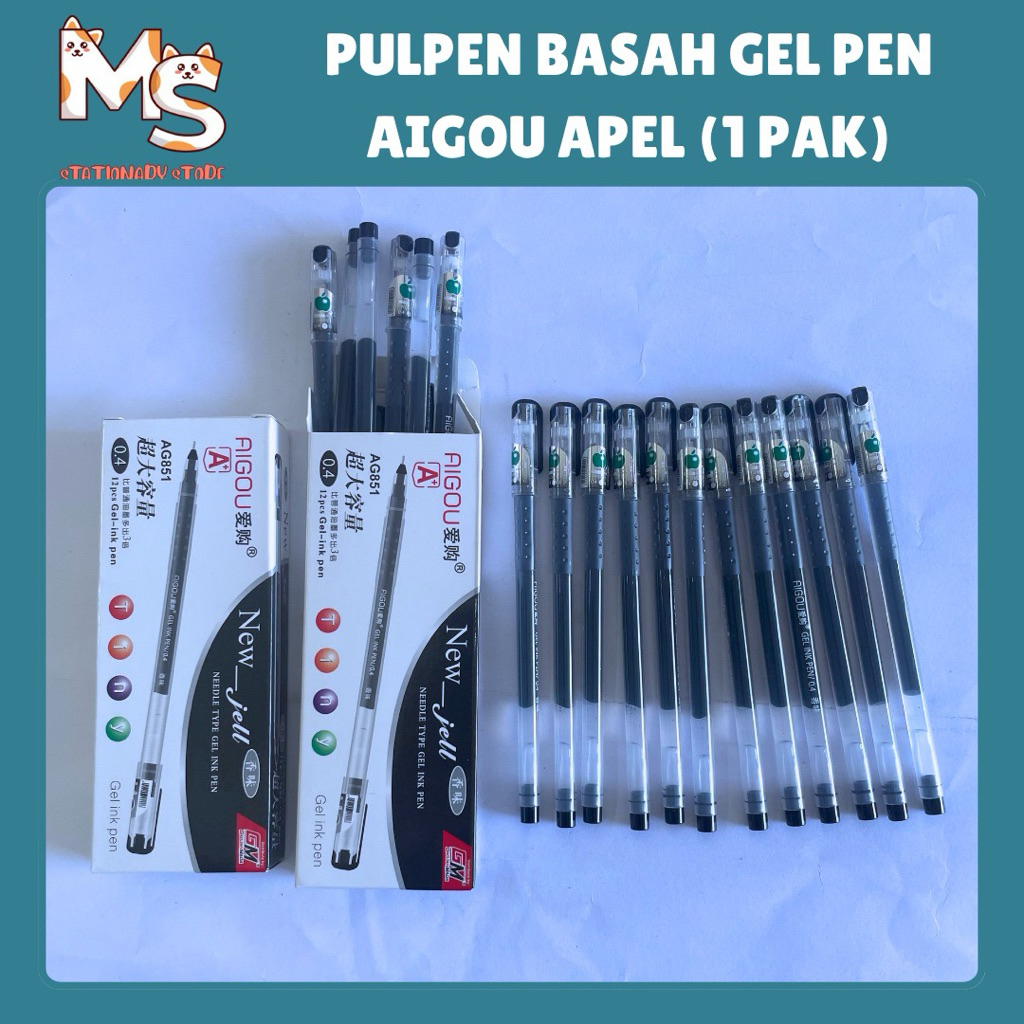

[1 PAK] PULPEN APEL AIGOU NEW GEL PEN XUI ZUA 0,4 mm Isi 12 PCS