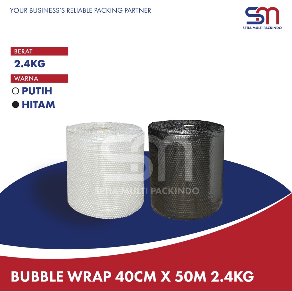 

Bubble Wrap Roll 40 cm x 50 m Hitam Bening Eco