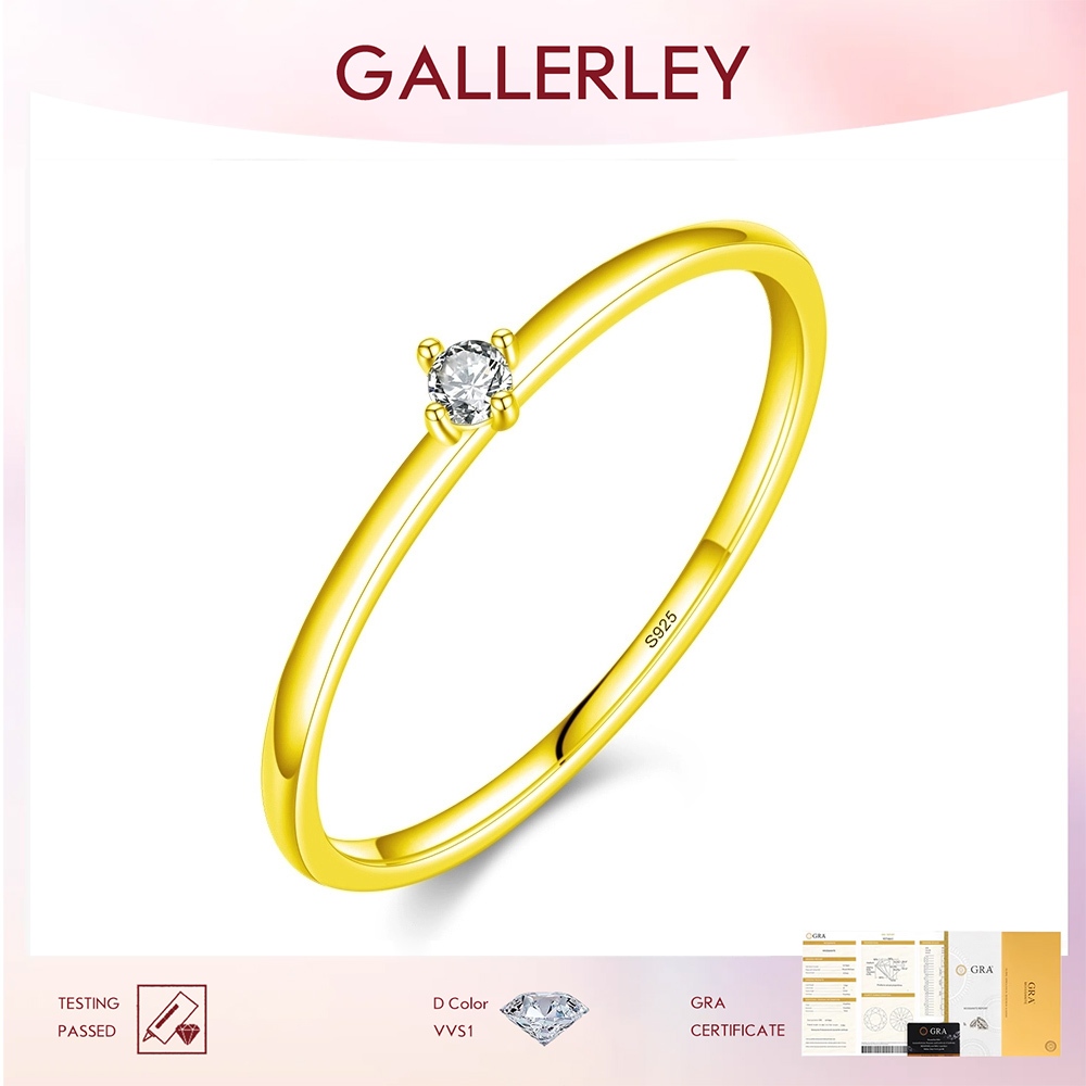 GALLERLEY- Luxury cincin emas wanita moissanite cincin  Lapis Emas 18K Sertifikat GRA Asli