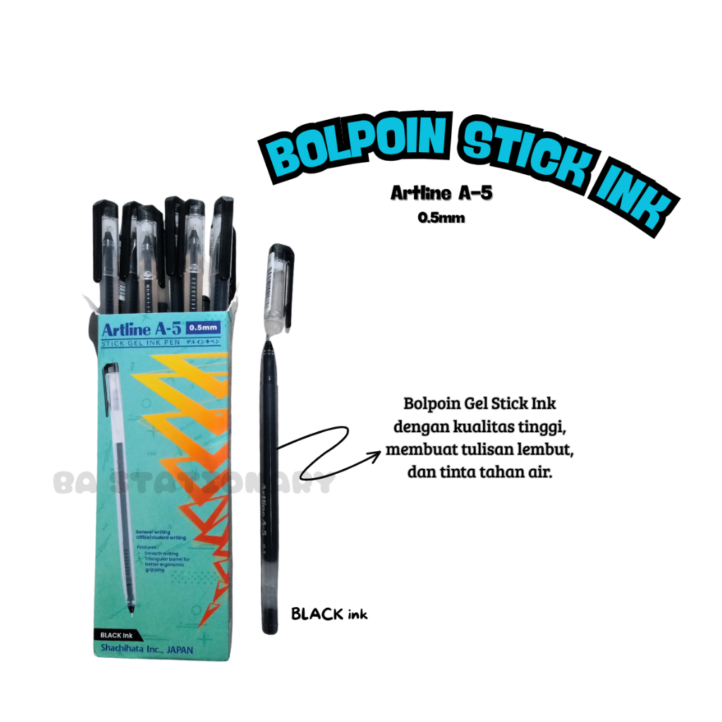 

(PACK) Bolpoin Stick Ink ARTLINE BLACK A-5 0.5mm