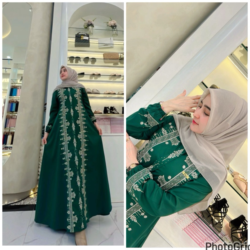 GAMIS BORDIR ACEH TERBARU,motif pintu aceh mewah & simple,gamis mewah kekinian wanita muslim