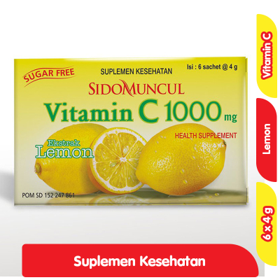 

SidoMuncul Vitamin C 1000 Minuman Suplemen Kesehatan Lemon 6 x 4 g