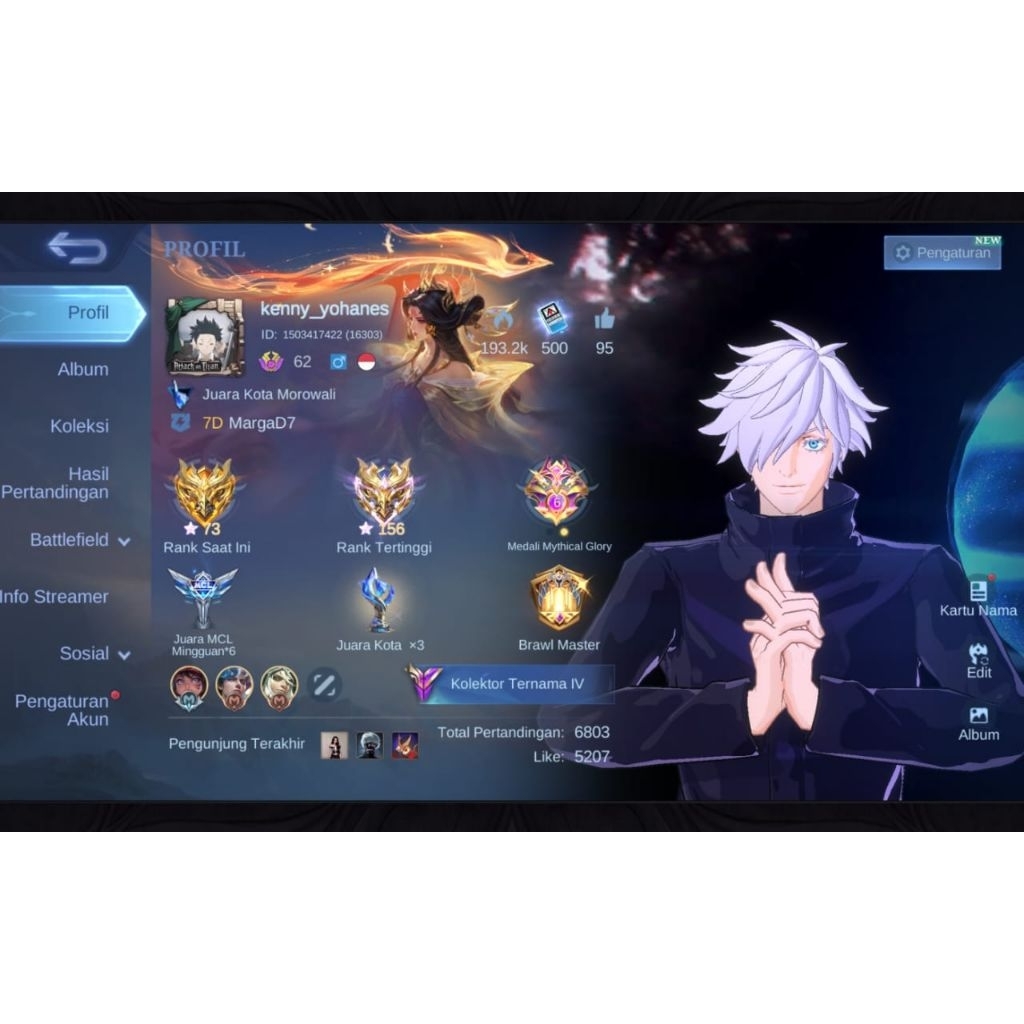 Akun MLBB EX Immortal Top Global Xavier (Mid Laner)