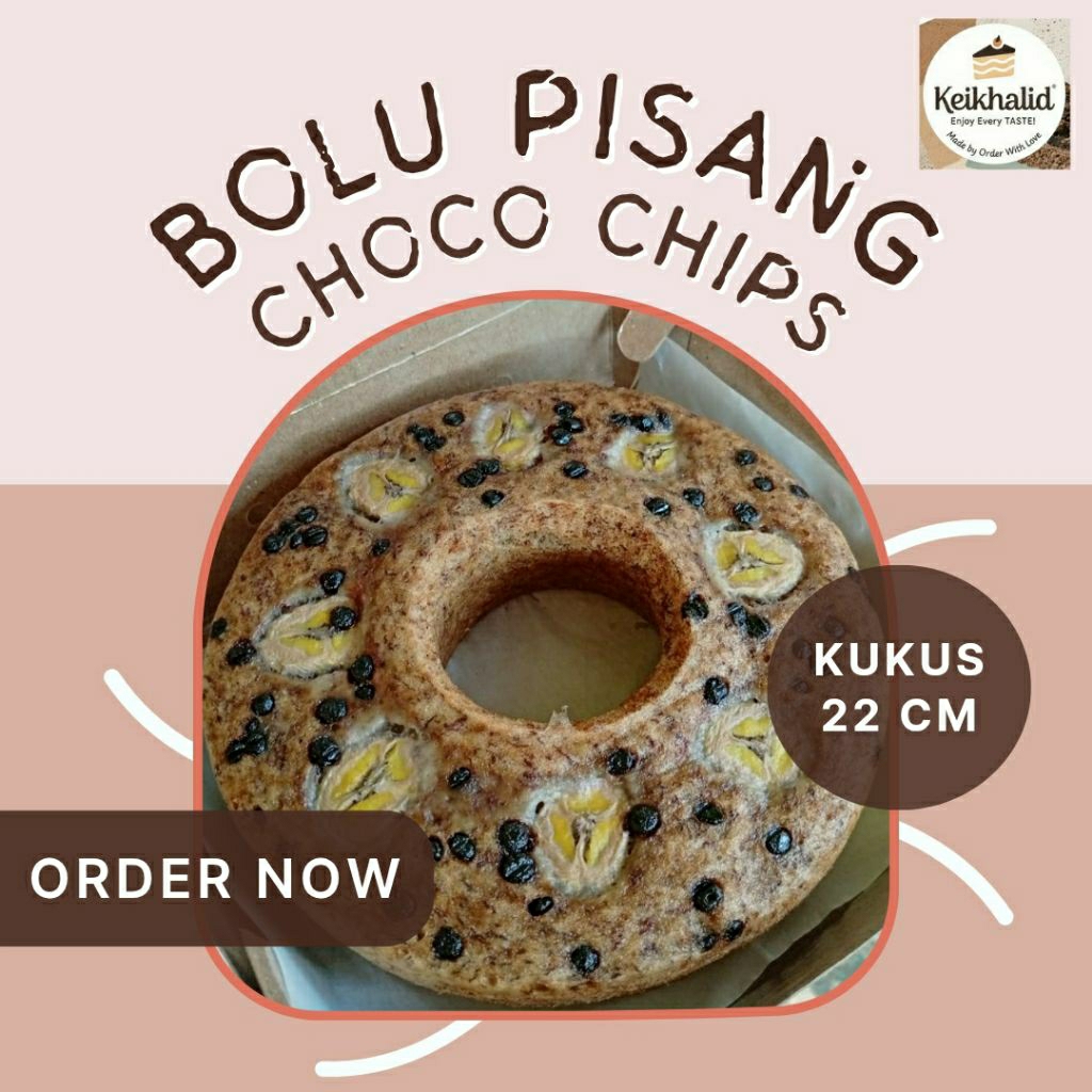 

Keikhalid - Bolu Pisang Kukus 22cm-Topping Pisang Chocochip