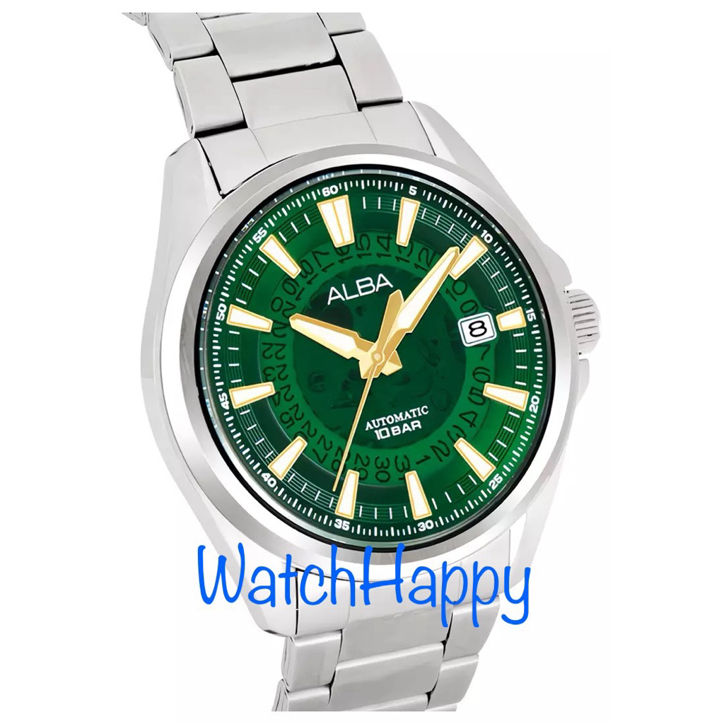 JAM TANGAN ANALOG PRIA ALBA AU4027X1 / AU4027 / AU4027X MECHANICAL AUTOMATIC MOVEMENT GREEN TRANSLUC
