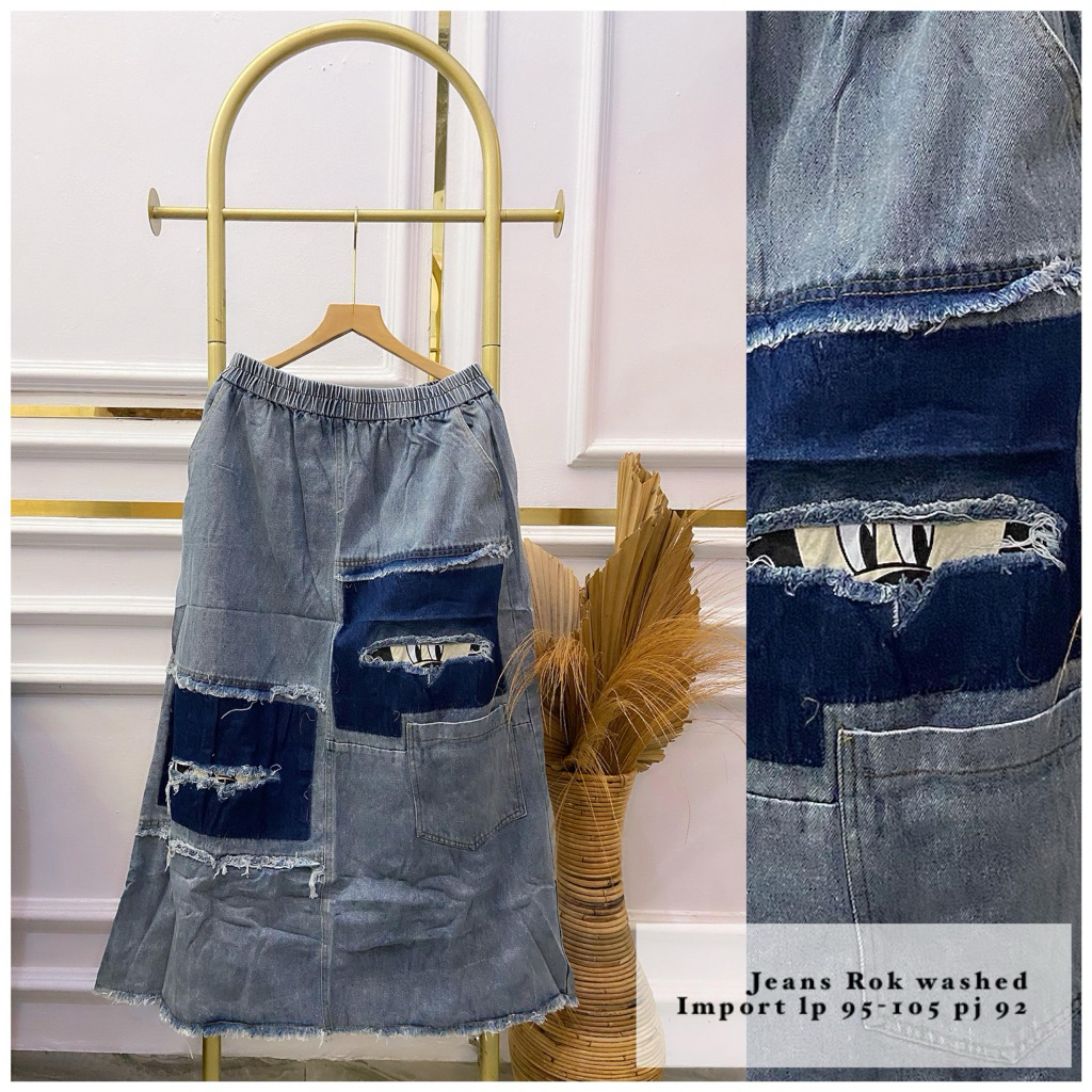 rok jeans import bangkok motif Mickey