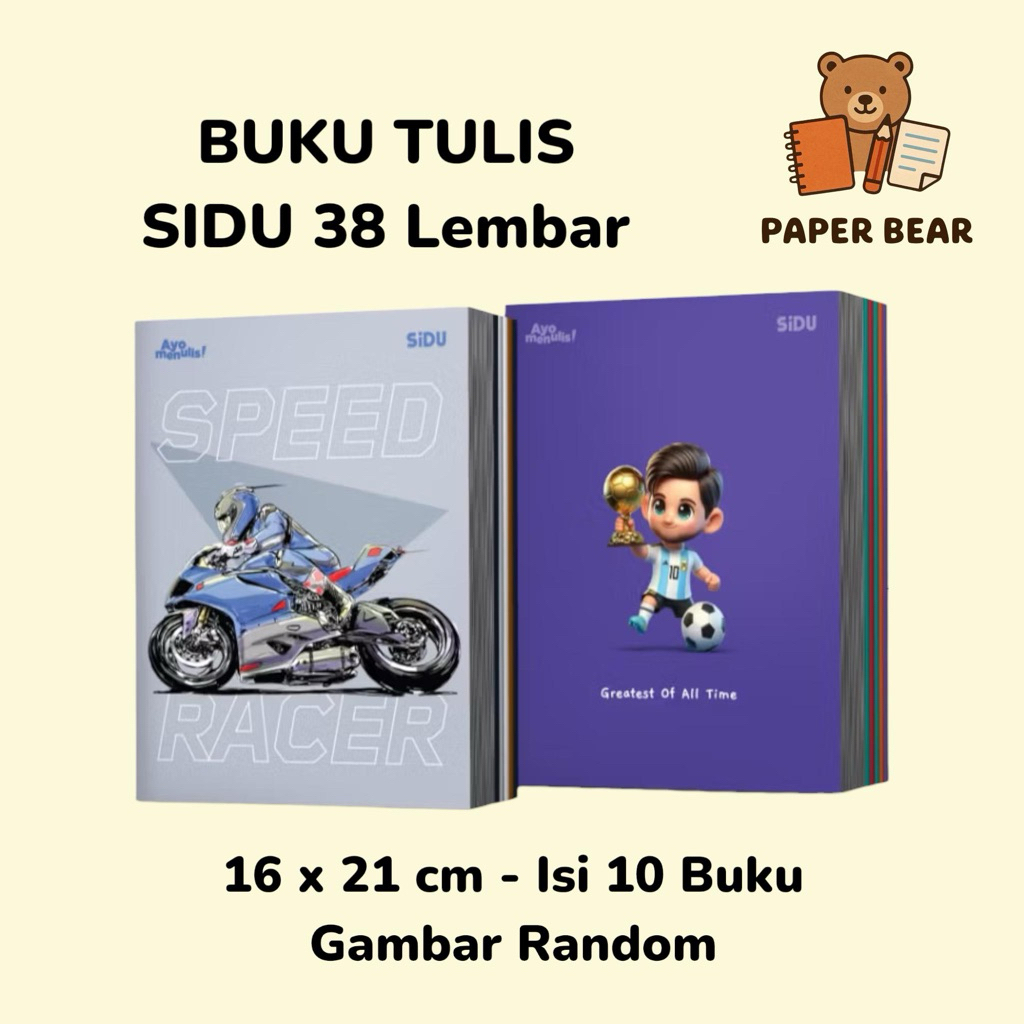 

Buku Tulis SIDU 38 Lembar 10 Pcs Buku Sekolah Anak Ukuran 16x21 cm Gambar Random Buku Cover Kartun Warna Warni Alat Tulis Bergaris Agenda Tema Kartun Stationery Sinar Dunia Kertas Bergaris