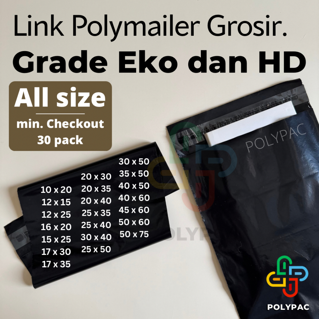 [GROSIR] Polymailer Hitam Ekonomis D - 10x20 17x30 20x30 25x35 30x40 35x50