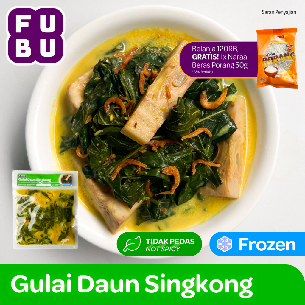 

FUBU Gulai Daun Singkong - Gule Sayur Nangka Santan dgn Teri Medan Padang - Satu Porsi Lauk Instan