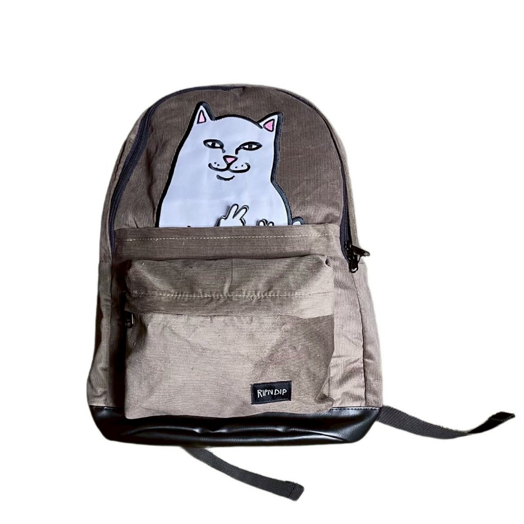 TAS RANSEL RIPNDIP LORD NERMAL VELCRO HANDS BACKPACK CORDUROY BROWN