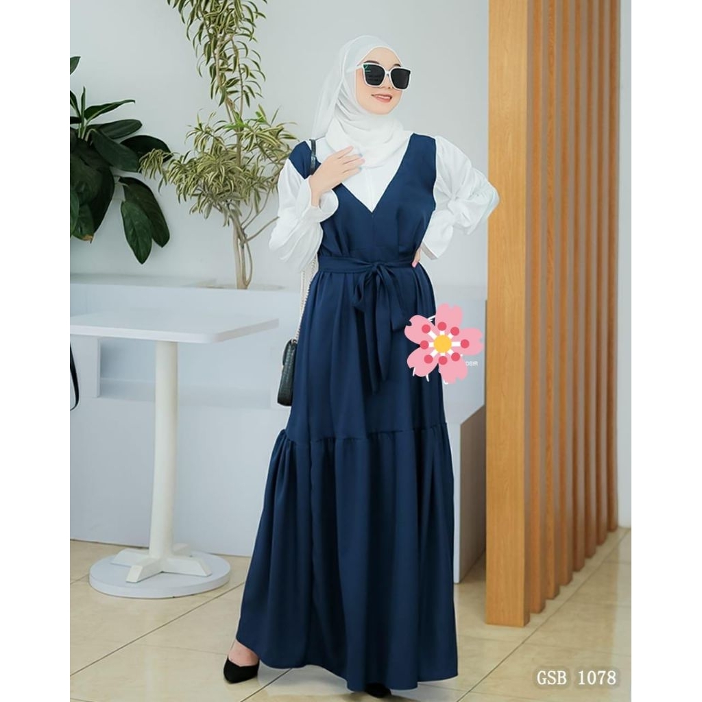 Gamis kombinasi bahan ity crepe