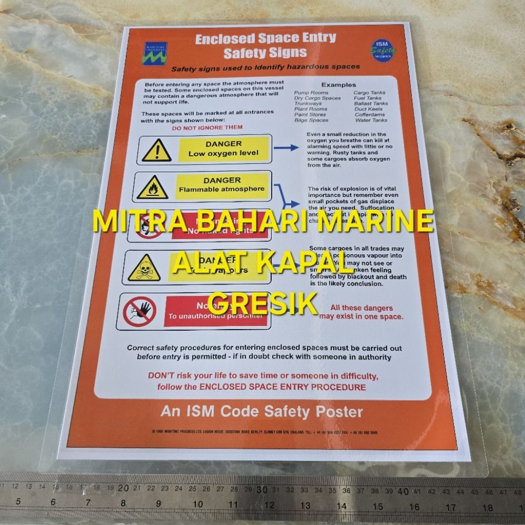 

Poster IMO Symbol IMPA 331507 Enclosed Space Entry Safety Sign Ukuran 480x330mm / A3+