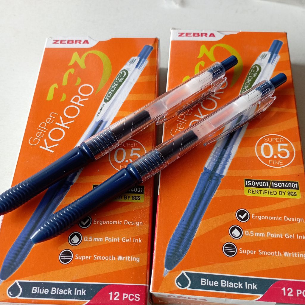 

Bolpoint GelPen KOKORO Zebra Blue Black Ink Pulpen Biru Navy