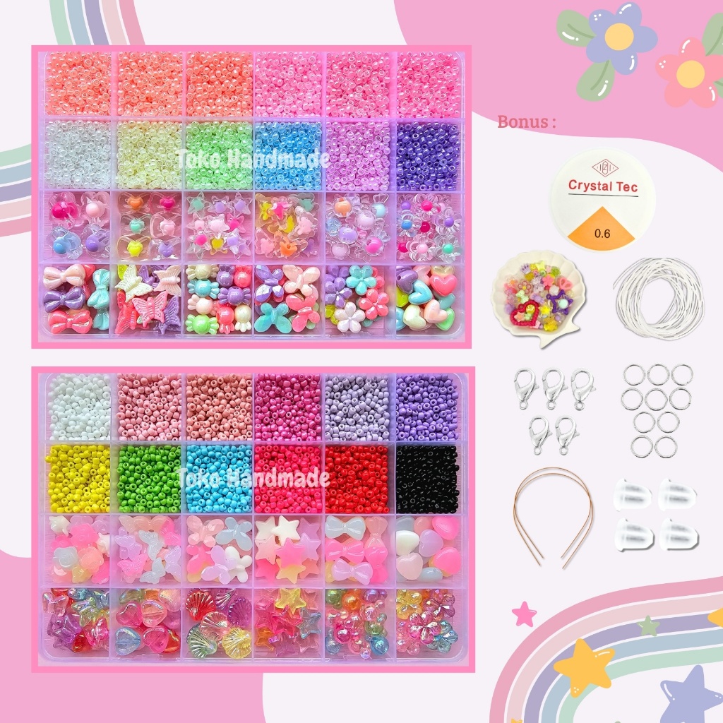 Toko Handmade - Pernak Pernik Gelang 1 Box Mute Manik Manik - DIY Gelang Manik Manik Aesthetic - DIY