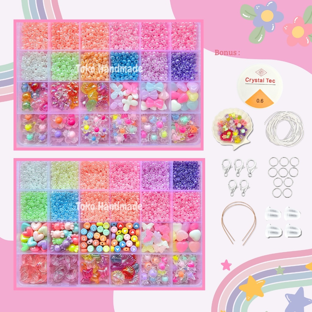 Toko Handmade - Pernak Pernik Gelang 1 Box Mute Manik Manik - DIY Gelang Manik Manik Aesthetic - DIY