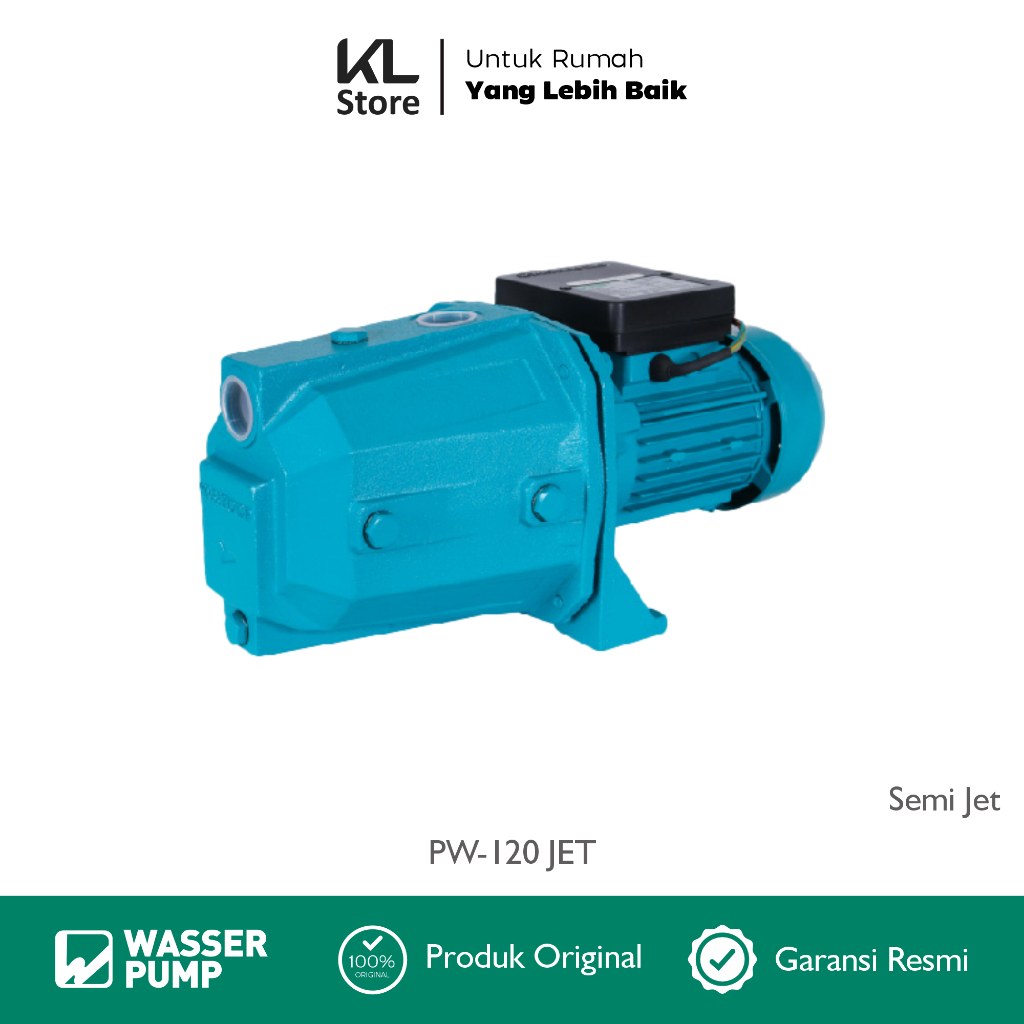 WASSER POMPA SEMI JET PW-120 JET /Jet Pump Sumur Dalam / Pompa 24 Jam Non Stop