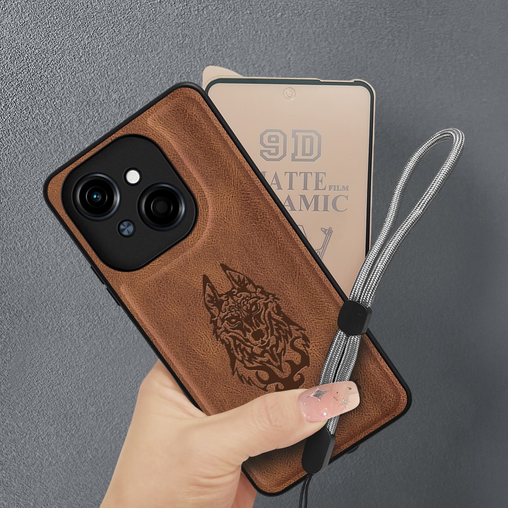 2 dalam 1 Casing HP Tecno Spark Go 1 1s Go 2025 POP 9 4G KL4 KL4h Anti Gores case Premium Kulit + Fi