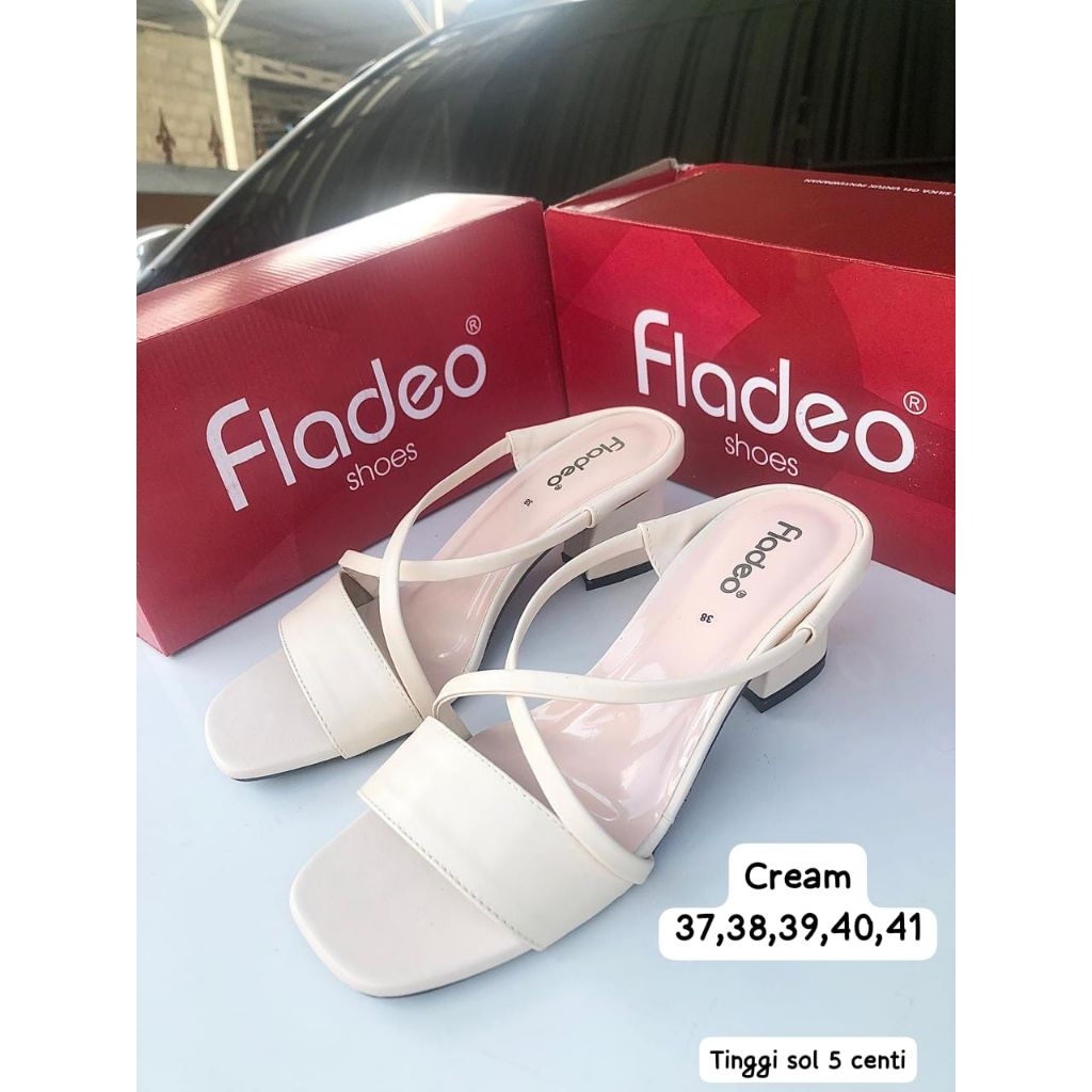 Sandal Slop Wanita / Sandal Heels Fladeo Premium Tali Silang / Kujon Shoes