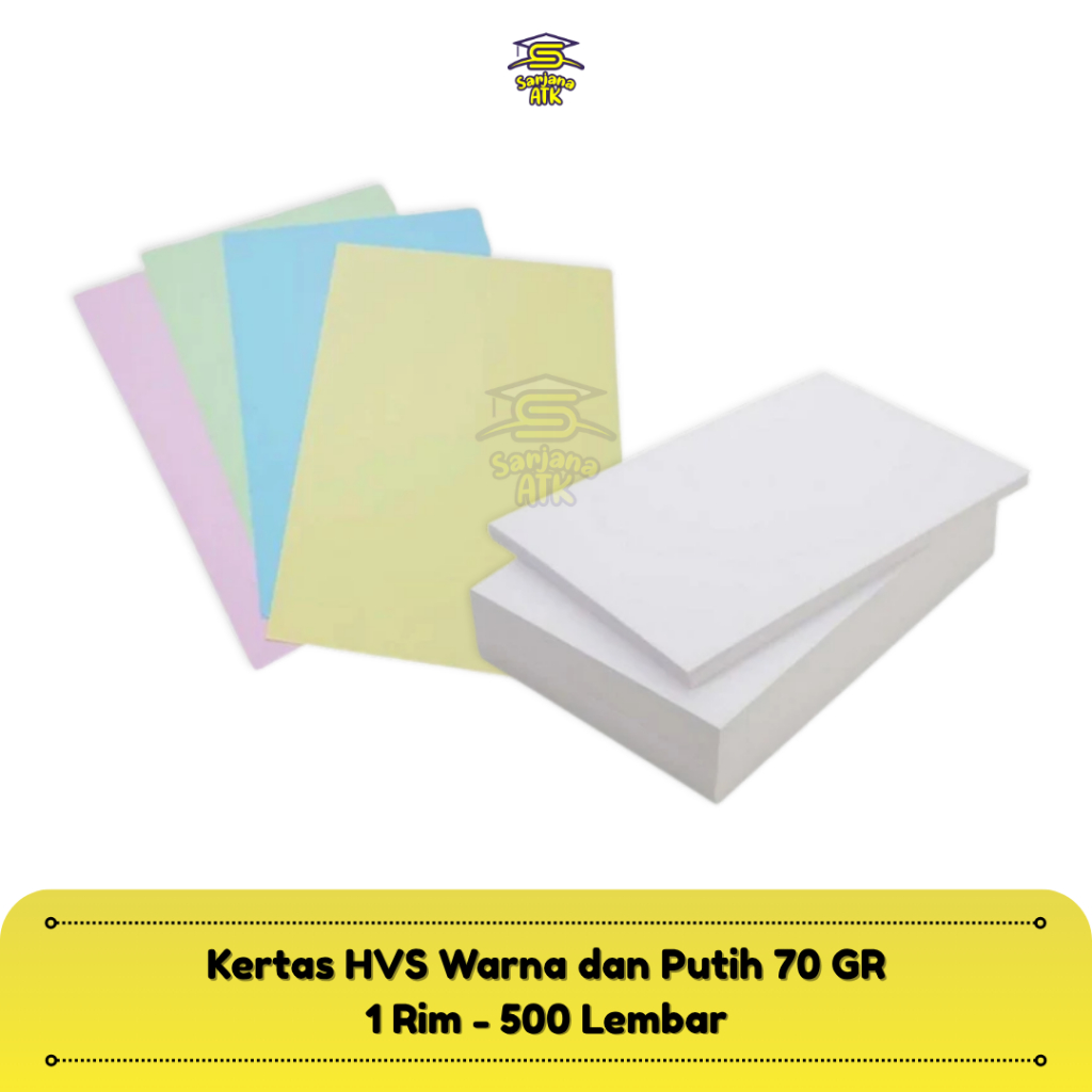

(1 rim = 500 lbr) Kertas HVS Warna dan Putih 70 GR