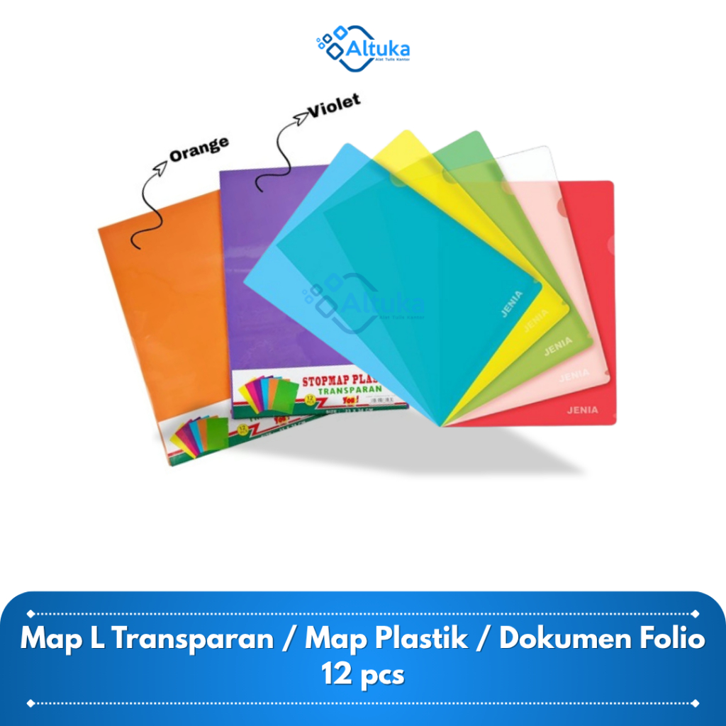 

(12 Pcs) Dokumen Folio Map L Transparan / Map Plastik